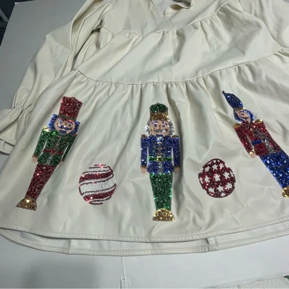 Fantastic Fawn cream Tiered  Sequin Dress Size S. Christmas party. Nutcrackers. - Picture 4 of 12